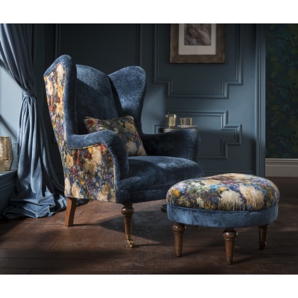 Spink & Edgar Crawford Chair - Allure Azure Velvet with Royal Garden Sapphire