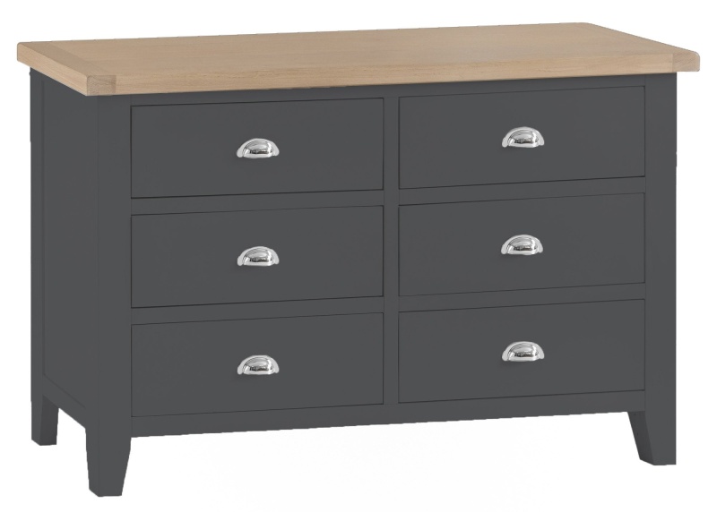 Brentham Furniture Classic Painted Oak Charcoal 6 Drawer Chest Of Drawers