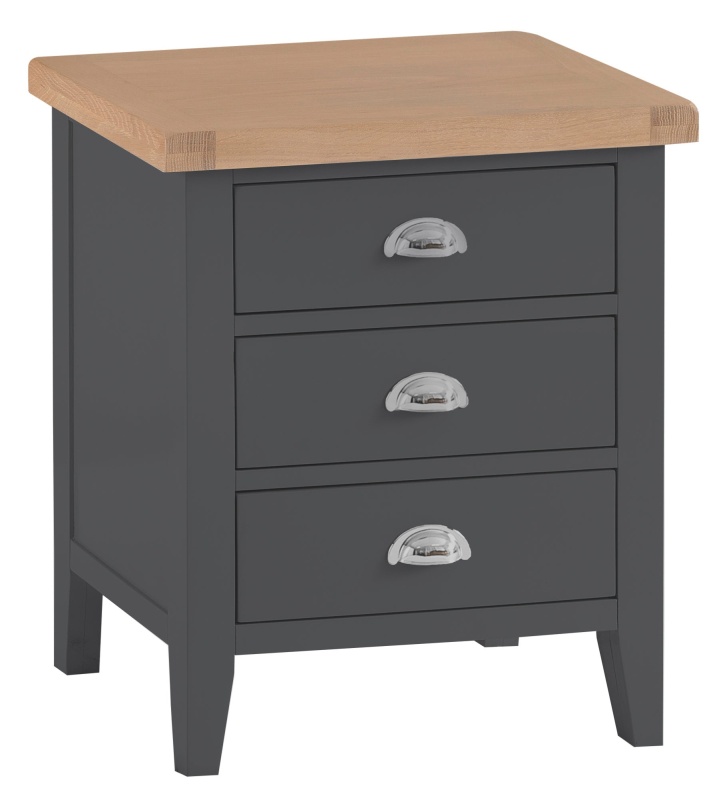Brentham Furniture Classic Painted Oak Charcoal Extra Large Bedside Table