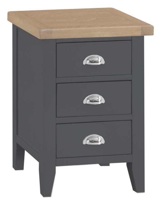 Brentham Furniture Classic Painted Oak Charcoal Large Bedside Table