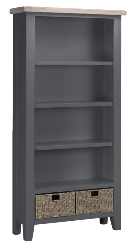 Brentham Furniture Classic Painted Oak Charcoal Large Bookcase