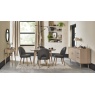 Bentley Designs Dansk Scandi Oak 4 Seater Table & 4 Upholstered Chairs in Cold Steel Fabric