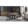 Bentley Designs Indus Rustic Oak Circular Dining Table & 4 Indus Cantilever Chairs