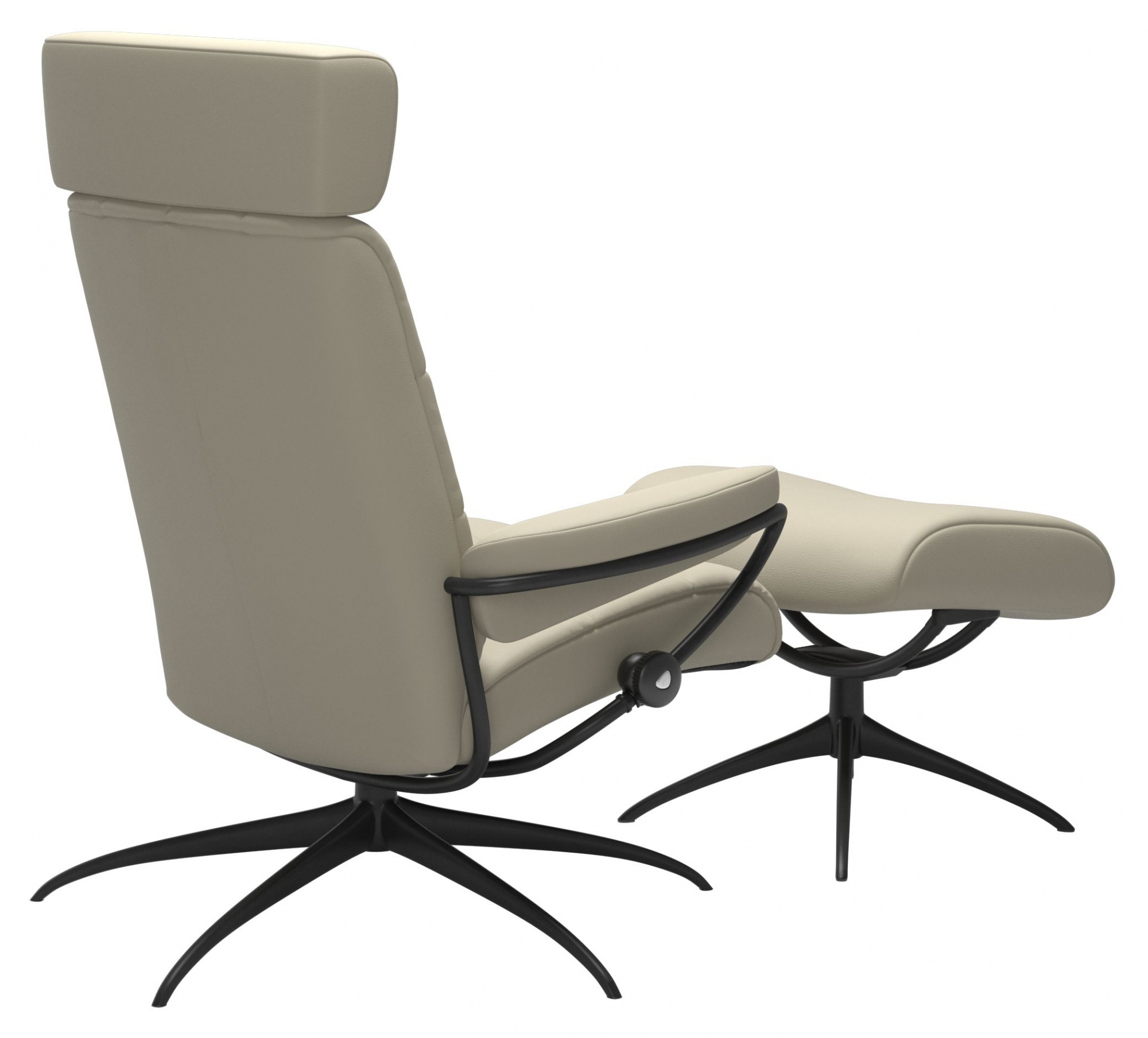 Stressless London with Adjustable Headrest Chair & Stool With Star Base