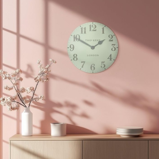 Thomas Kent Arabic Wall Clock 20-inch Pearl Green