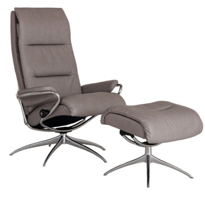 Stressless Tokyo High Back Recliner Chair & Stool - Star Base Stressless Tokyo High Back Recliner Chair & Stool - Star Base