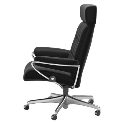 Stressless London Adjustable Headrest Office Chair - Paloma Black - Quick Ship!