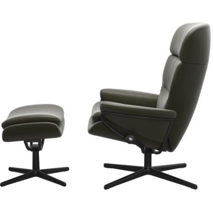 Stressless Rome Adjustable Headrest Chair & Stool With Urban Cross Base