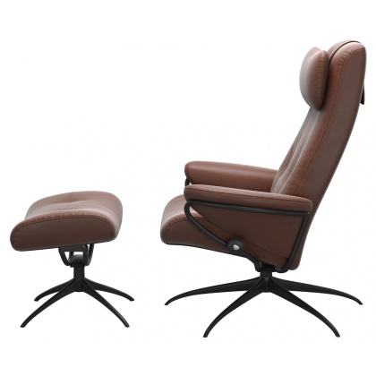 Stressless Berlin High Back Chair & Stool With Star Base
