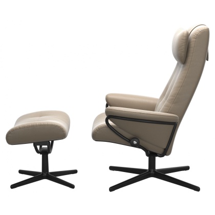 Stressless Berlin High Back Chair & Stool With Urban Cross Base