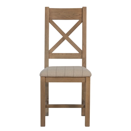 Warm Oak Wooden Cross Back Dining Chair (Natural Check)