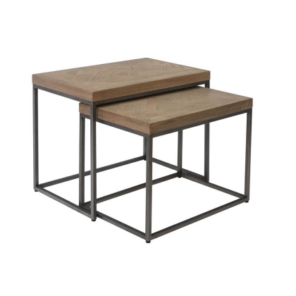 Industrial Parquet Nest of 2 Tables