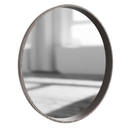 Contemporary Grey Oak Round Mirror
