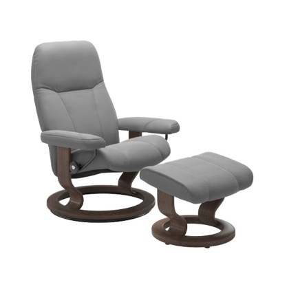 Stressless Consul Chair and Stool with Classic Base