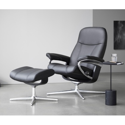 Stressless Consul Chair and Stool with Cross Base Stressless Consul Chair and Stool with Cross Base