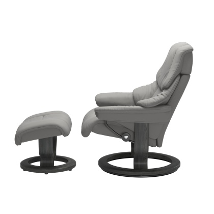 Stressless Reno Chair and Stool with Classic Base