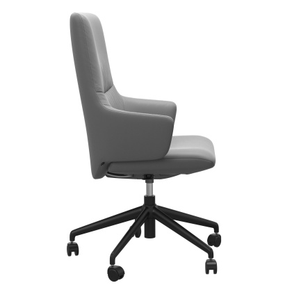 Stressless Mint High Back Office Chair With Arms - Batick Wild Dove Leather - Quick Ship!