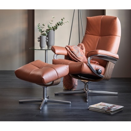 Stressless David Chair and Stool with Cross Base Stressless David Chair and Stool with Cross Base