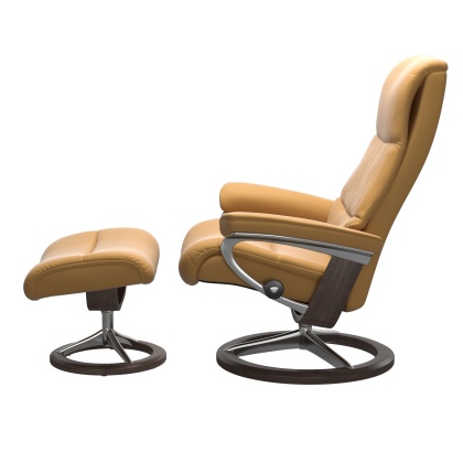 Stressless View Chair and Stool with Signature Base