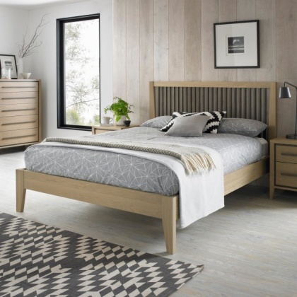 Rimini Aged Oak & Weathered Oak Kingsize Slatted Bedstead