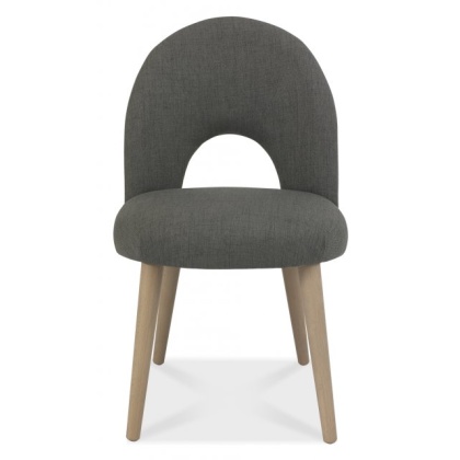 Dansk Scandi Oak Upholstered Chair - Cold Steel Fabric (PAIR)