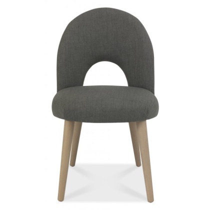 Bentley Designs Dansk Scandi Oak Upholstered Chair - Cold Steel Fabric (PAIR)