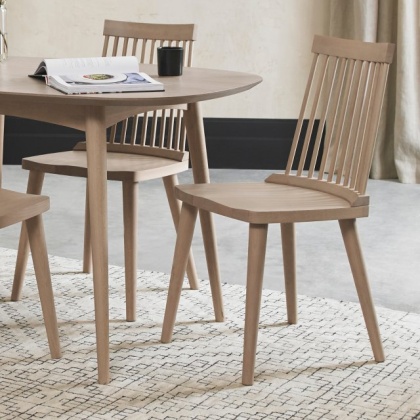 Dansk Scandi Oak 4 Seater Table & 4 Spindle Chairs in Scandi Oak