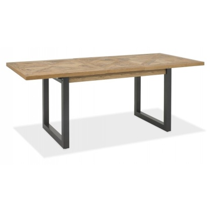 Bentley Designs Indus Rustic Oak 4-6 Seater Table & 4 Indus Cantilever Chairs in Dark Grey Fabric