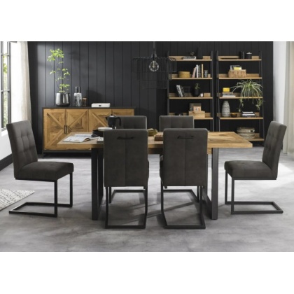 Bentley Designs Indus Rustic Oak 6-8 Seater Table, 6 Cantilever Chairs Bentley Designs Indus Rustic Oak 6-8 Seater Table, 6 Cantilever Chairs