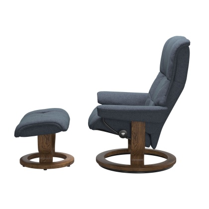 Stressless Mayfair Chair and Stool - Calido Blue Fabric - Express Delivery!