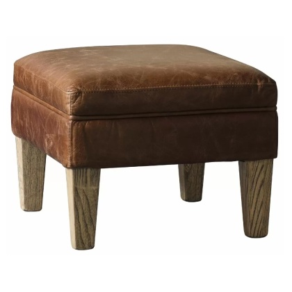 Gallery Direct Mr. Paddington Stool Vintage Brown Leather Gallery Direct Mr. Paddington Stool Vintage Brown Leather