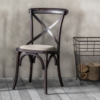 Gallery Cafe Chair Black Linen (PAIR)