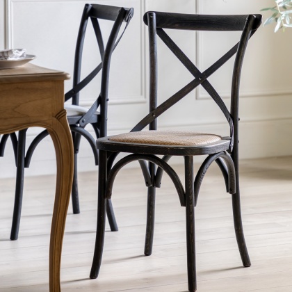 Gallery Cafe Chair Black Rattan (PAIR)