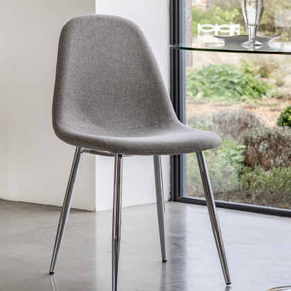 Gallery Millican Dining Chair Chrome / Light Grey (PAIR)