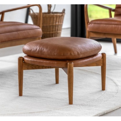 Gallery Direct Datsun Footstool Vintage Brown Leather Gallery Direct Datsun Footstool Vintage Brown Leather