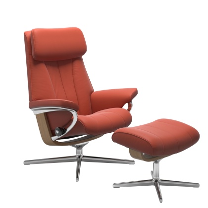 Stressless Paul Chair and Stool with Cross Base Stressless Paul Chair and Stool with Cross Base