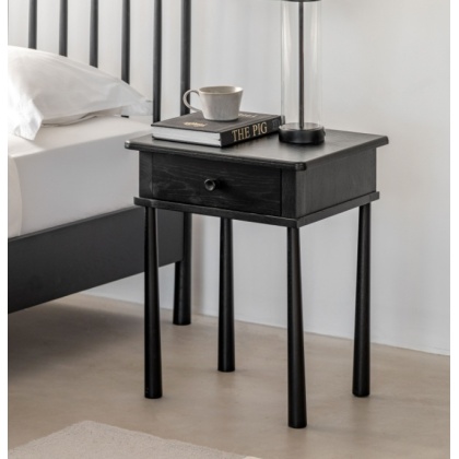 Gallery Wycombe 1 Drawer Bedside Table Black