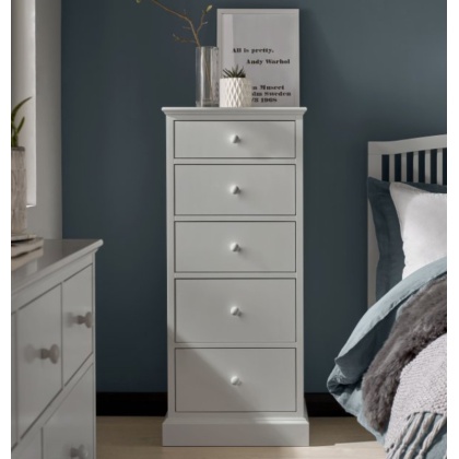 Bentley Designs Ashby Soft Grey 5 Drawer Tall Chest