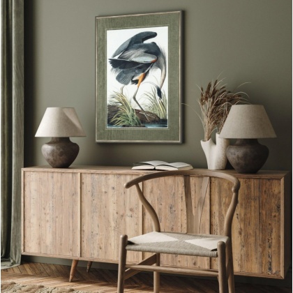 Vintage Blue Heron Framed Art
