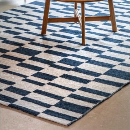 Kingston Jacquard Blue Rug Large