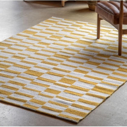 Kingston Jacquard Mustard Rug Large