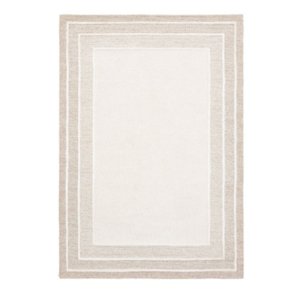 Small Ithaca Tonal Border Rug – Cream Wool Blend Small Ithaca Tonal Border Rug – Cream Wool Blend