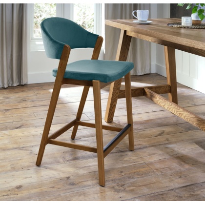 Bentley Designs Camden Rustic Oak Upholstered Bar Stool