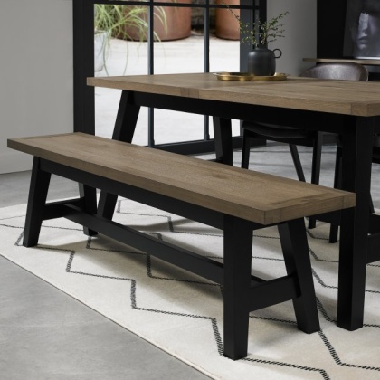 Bentley Designs Camden Weathered Oak & Peppercorn Small Bench