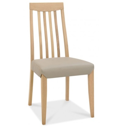Bentley Designs Bergen Oak Slat Back Chair - Grey Bonded Leather (Pair)