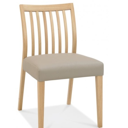 Bentley Designs Bergen Oak Low Slat Back Chair - Grey Bonded Leather (Pair)