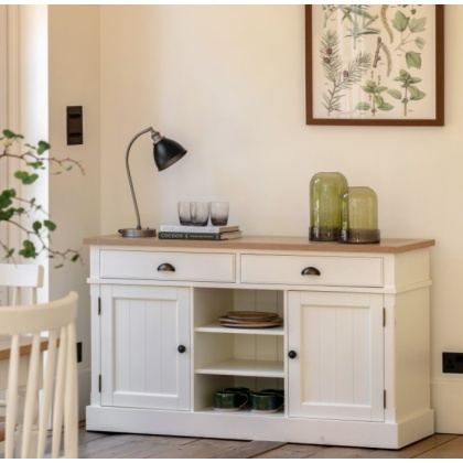 Gallery Direct Eton Large Sideboard – White & Oak Top