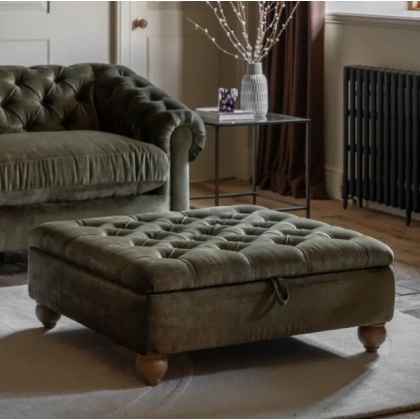 Gallery Direct Chesterfield Footstool - Celine Olive Gallery Direct Chesterfield Footstool - Celine Olive