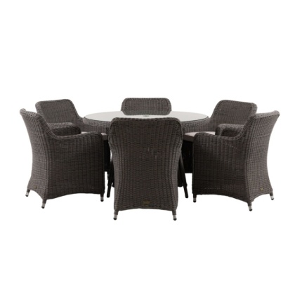 Gallery Direct Ascot 6 Seater Round Dining Set Salt Spray