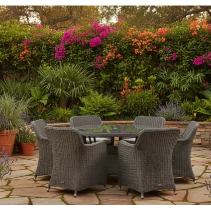 Gallery Direct Ascot 6 Seater Round Dining Set Salt Spray